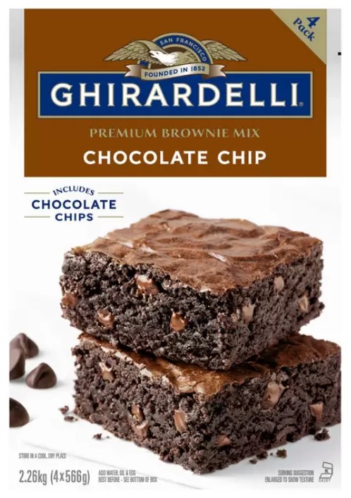 Ghirardelli Chocolate Chip Brownie Mix, 4 x 566g (2264g)